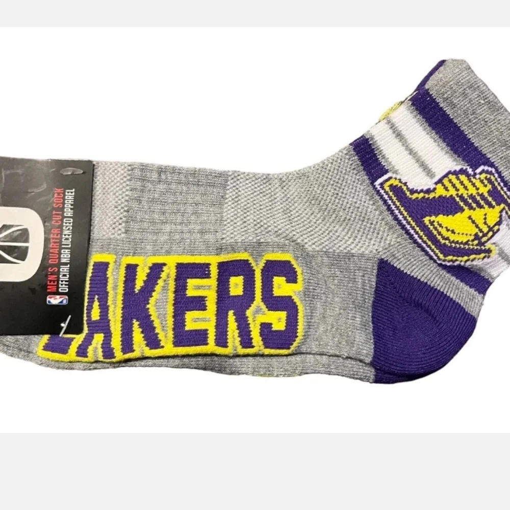 LA Lakers NBA Socks Men's Shoe Size 6-12 Pack Of 3 1/4 Cut - Picture 6 of 11